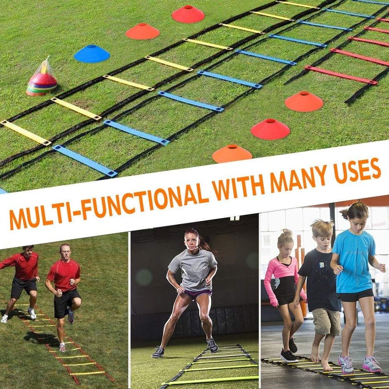 woobles Speed Agility Train Kit, 19Ft Speed Agility Ladder Set with Flat Ladder and 10pcs Disc Cones for Athletic Fitness Training (Blue) - Image 4